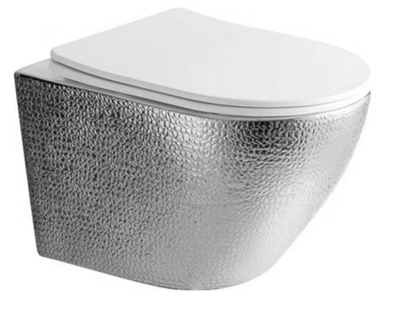Best Design - Royal-Zilver-49-Zonder-Spoelrand wandcloset blinde bevestiging incl. zitting Glans-Wit / Zilver