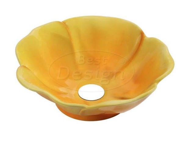 Best Design - Flower-Yellow opbouw-waskom diam: 400 mm Geel/Rood