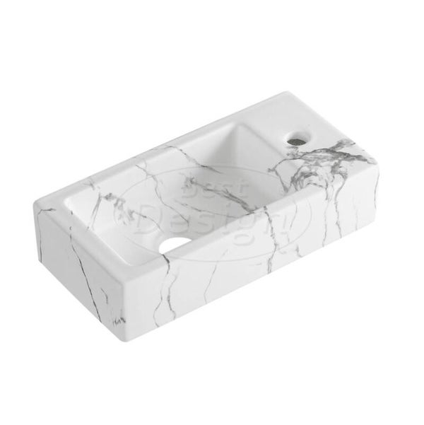 Best Design - Allure-White fontein rechts 36 x 18 x 9 cm Mat-wit marmer-look