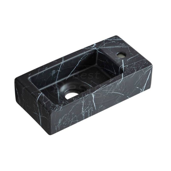 Best Design - Allure-Black fontein rechts 36 x 18 x 9 cm Mat-zwart marmer-look