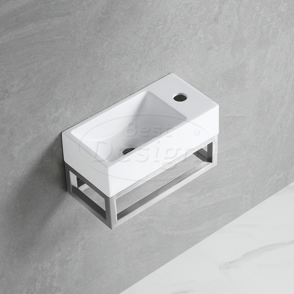 Best Design - R-Line Ore fontein L&R met kraangat inclusief RVS-304 frame Glans-wit / RVS-304