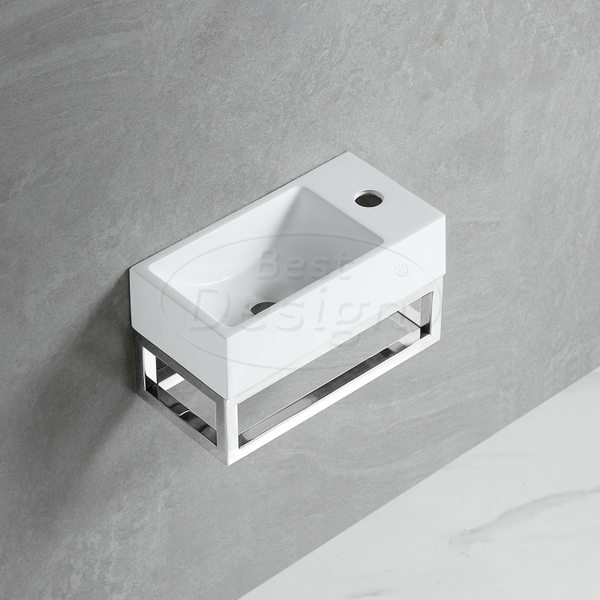 Best Design - R-Line Chrome fontein L&R met kraangat inclusief chroom frame Glans-wit / Chroom frame