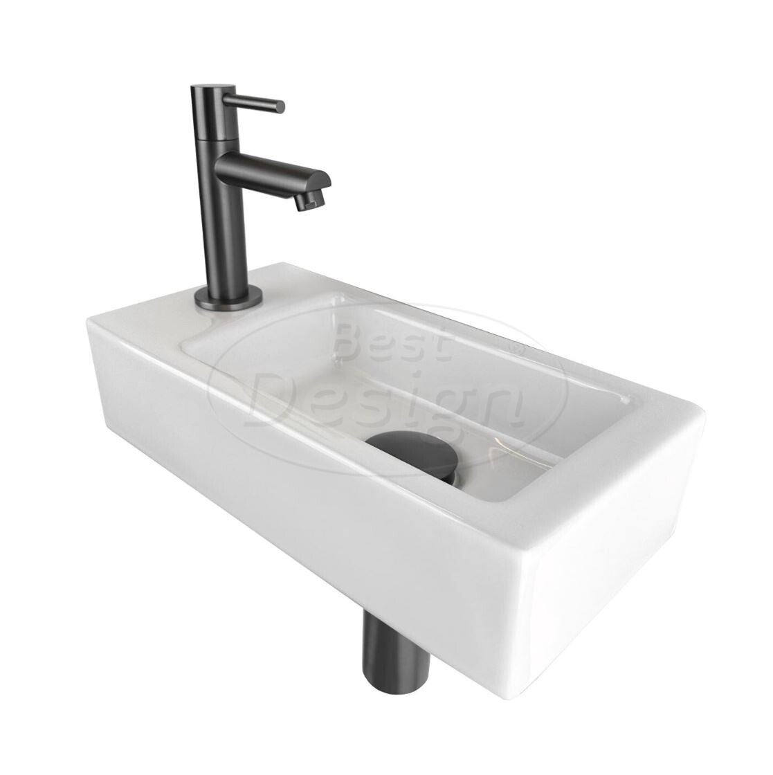 Best Design - One Pack fonteincombinatie Bicolor-Moya Mini-Block Links Gunmetal / Glans-wit
