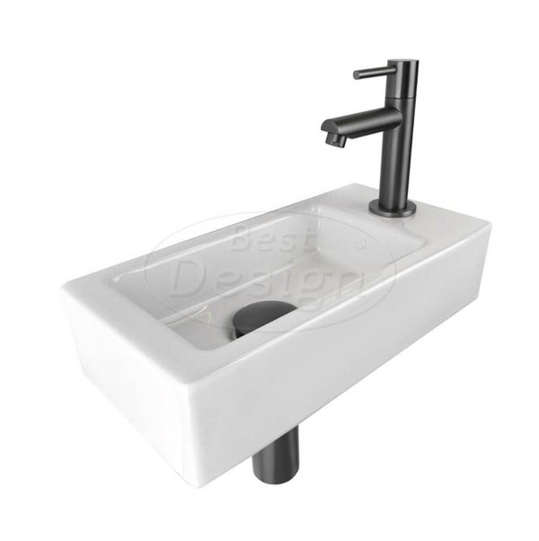 Best Design - One Pack fonteincombinatie Bicolor-Moya Mini-Block Rechts Gunmetal / Glans-wit