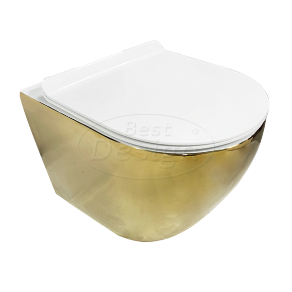 Best Design - Life-Gold-49 wandcloset zonder spoelrand incl. zitting Glans-Goud