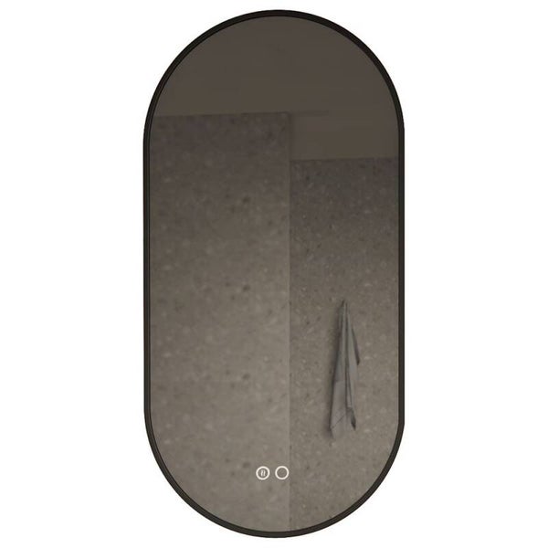 Gliss Design - Aura Ovale LED Badkamerspiegel (Mat Zwart)