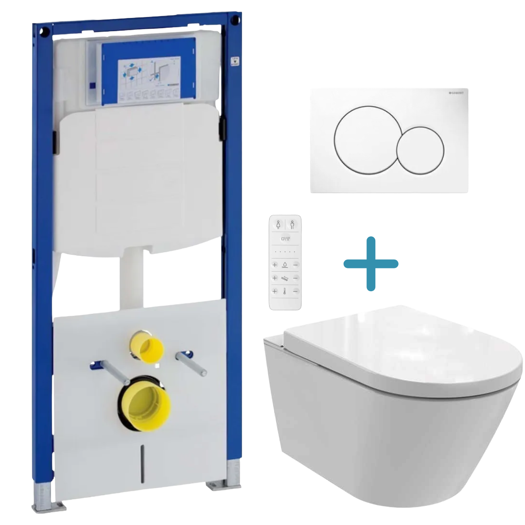 Norvex - Navitek Complete Douche Toiletset met verstelbare bidetfunctie, föhn en LED – inclusief Geberit UP320 inbouwreservoir