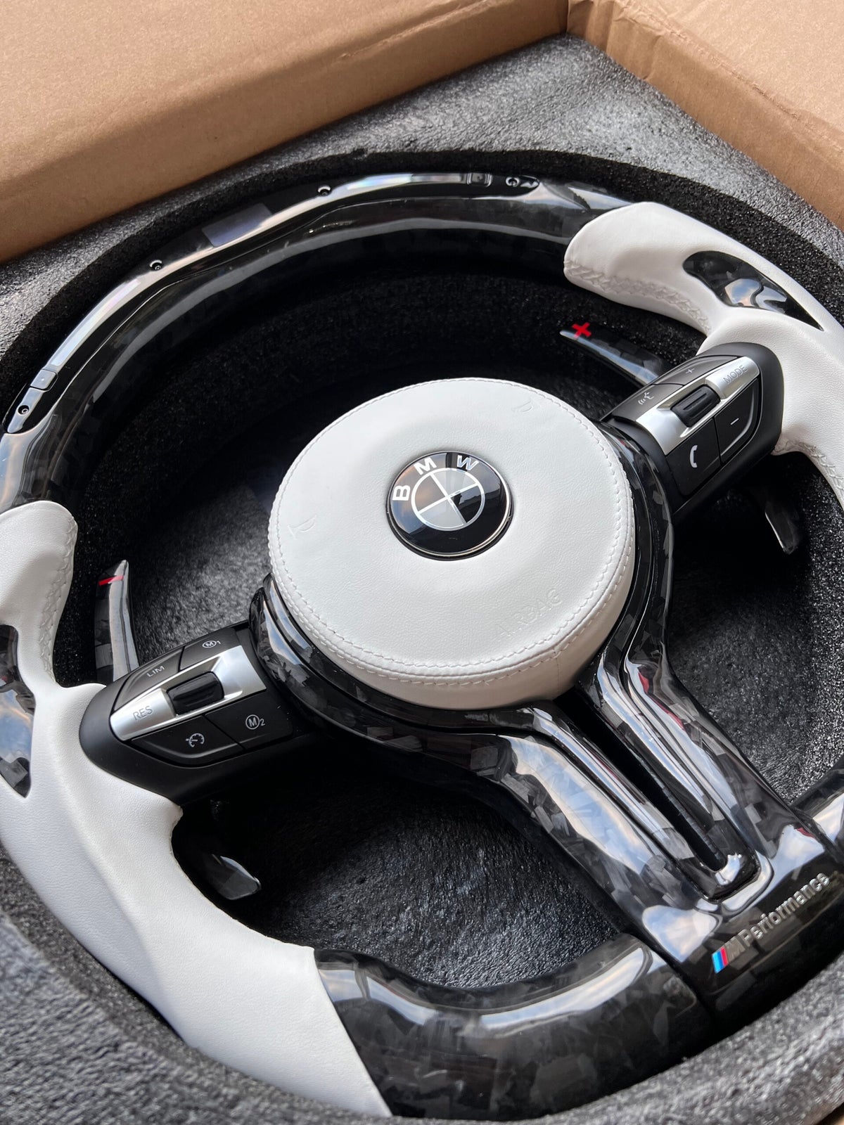 Enabling Wheel BMW Led Steering Wheel Forged Carbon White Leather | Full Set | My ...