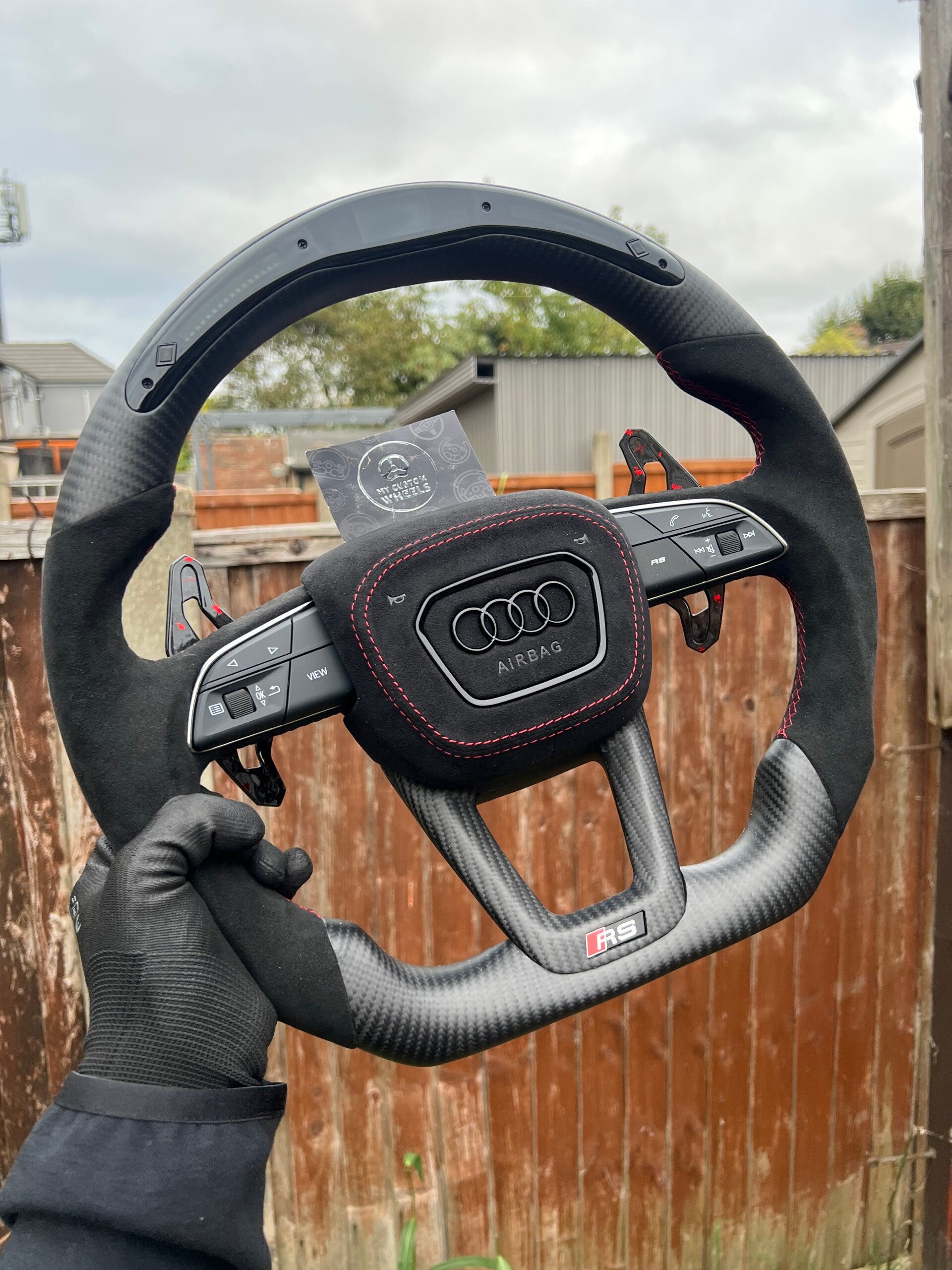 Audi Led Matte Carbon Fiber Steering Wheel | FULL SET | No airbag Internals