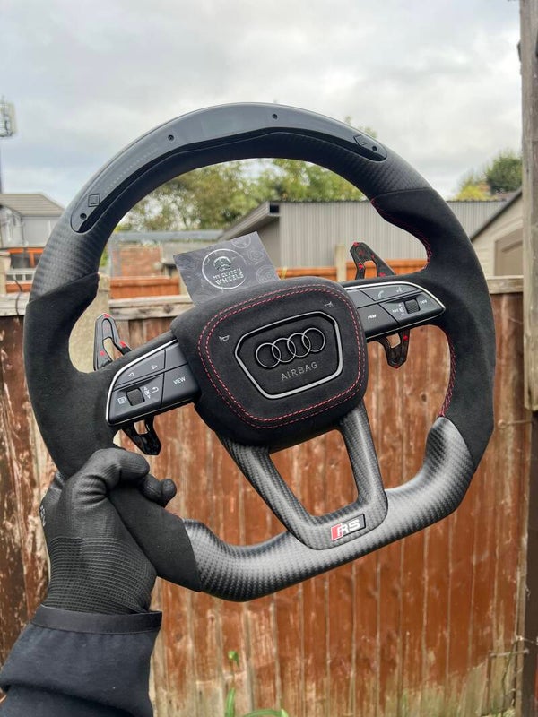 Audi Led Matte Carbon Fiber Steering Wheel | FULL SET | No airbag Internals
