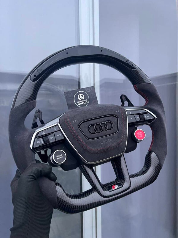 Audi R8 Style Carbon Fiber Steering Wheel LED | Full Set No airbag Internal