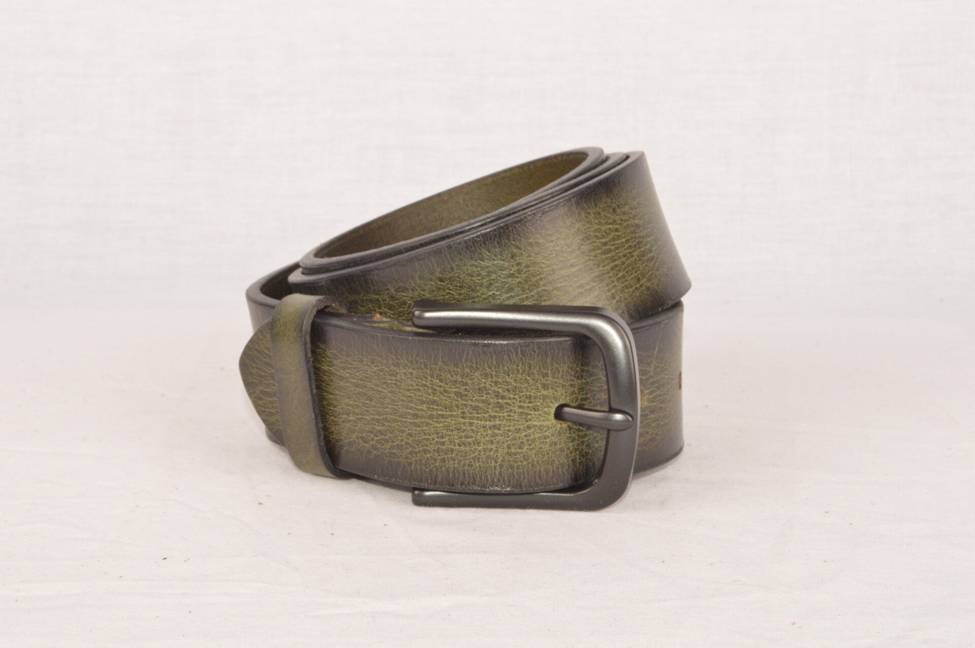 100% leren riem met mat zwarte gesp