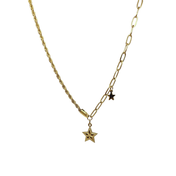Dubbele ster ketting goud