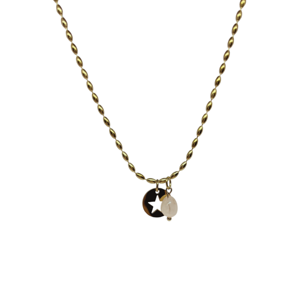 Roze ster ketting goud