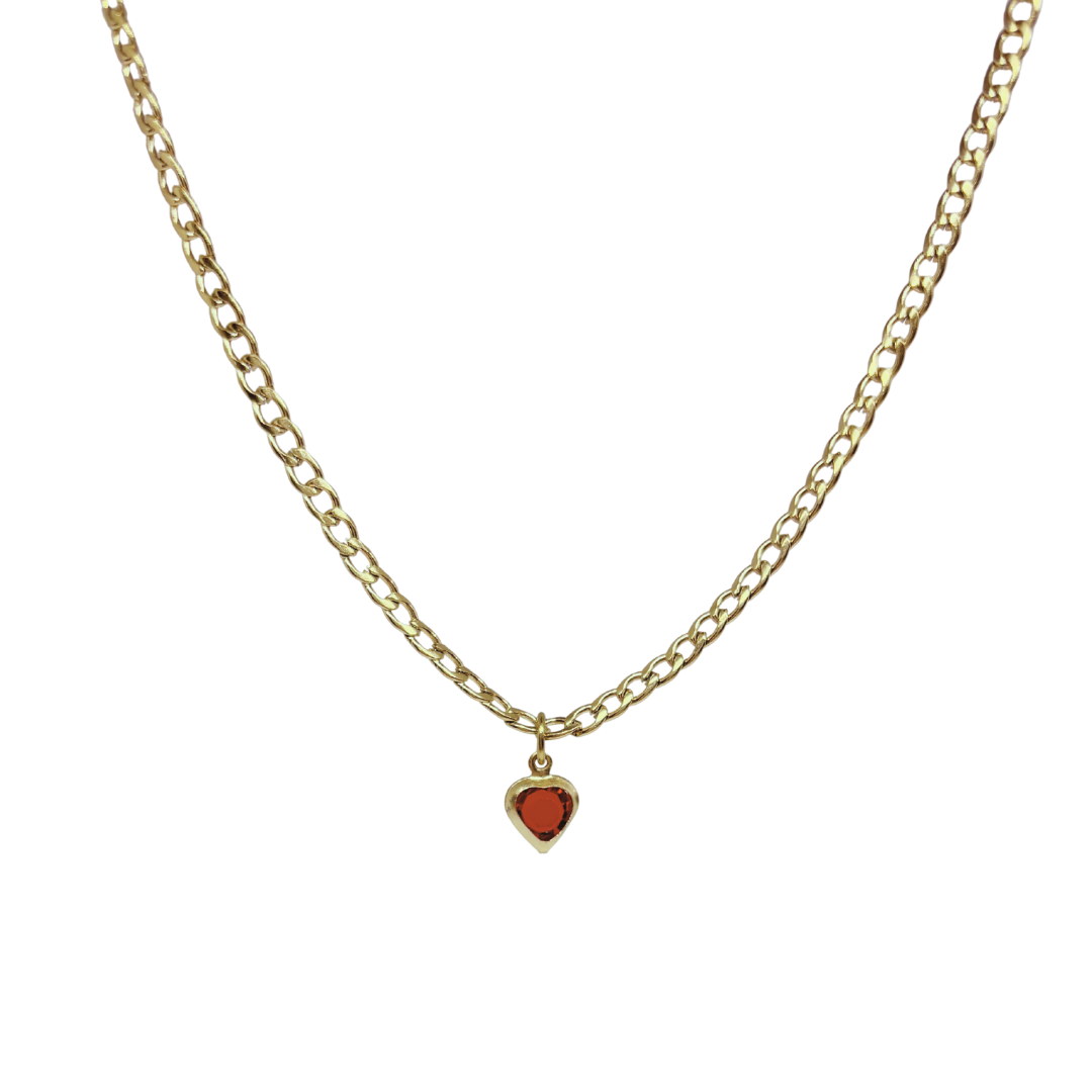 Rode hartjes ketting goud