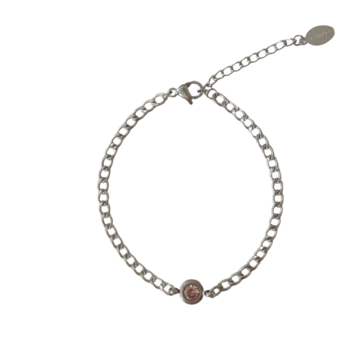 Roze steen armband zilver