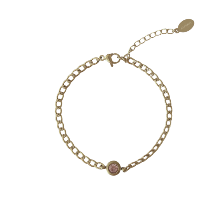 Roze steen armband goud