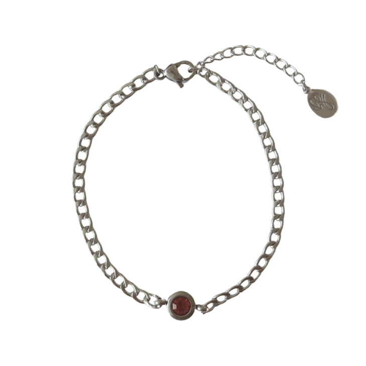Rode steen armband zilver