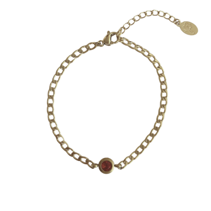 Rode steen armband goud