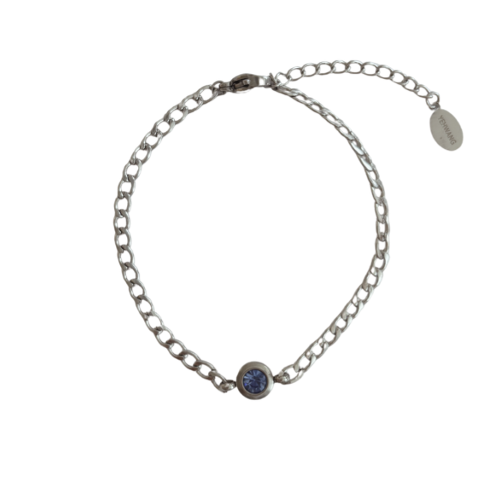 Blauwe steen armband zilver