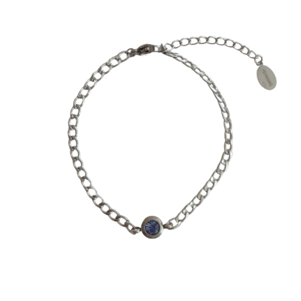 Blauwe steen armband zilver