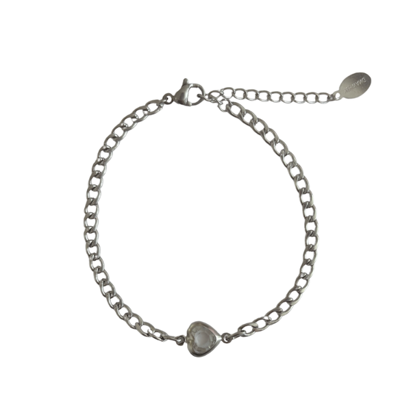 Wit hartjes ketting zilver