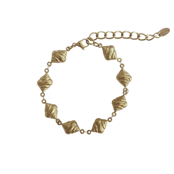 Grote schelpen schakel armband goud