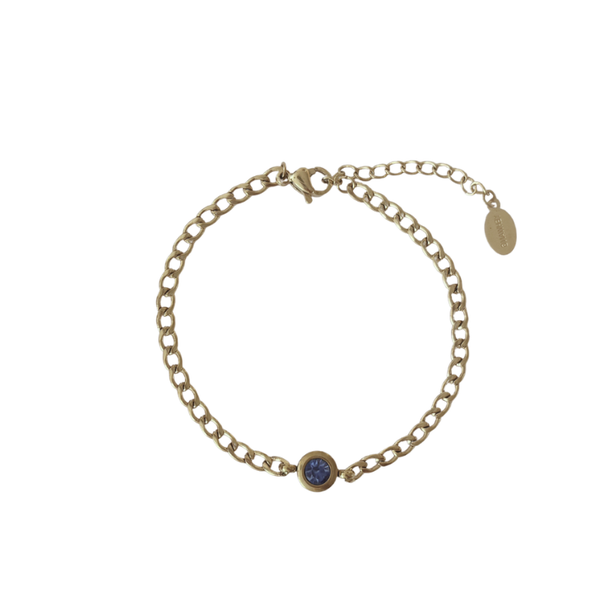 Blauwe steen armband goud