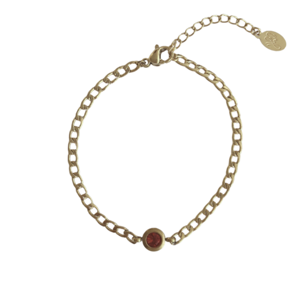 Rode steen armband goud