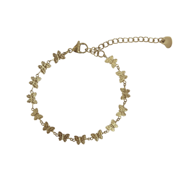 Vlinder schakel armband goud