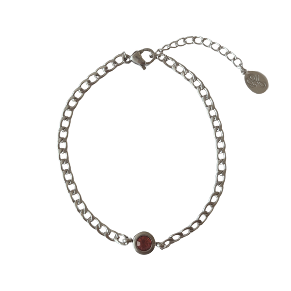 Rode steen armband zilver