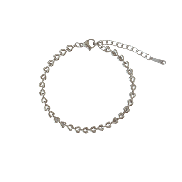 Hartjes schakel armband zilver