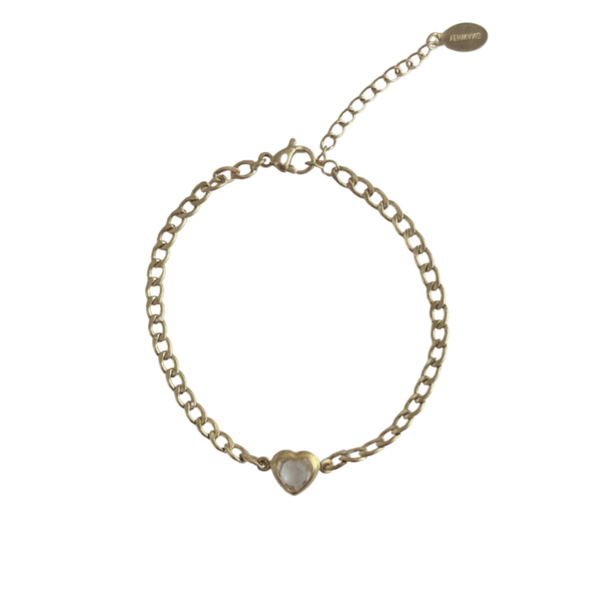 Wit hartjes armband goud