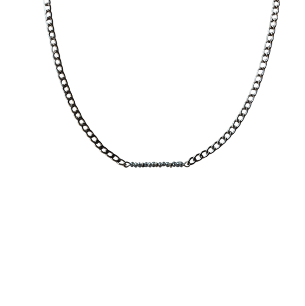 Blauwe kralen ketting zilver