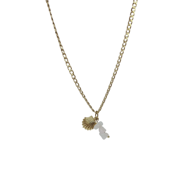 Schelp ketting roze goud