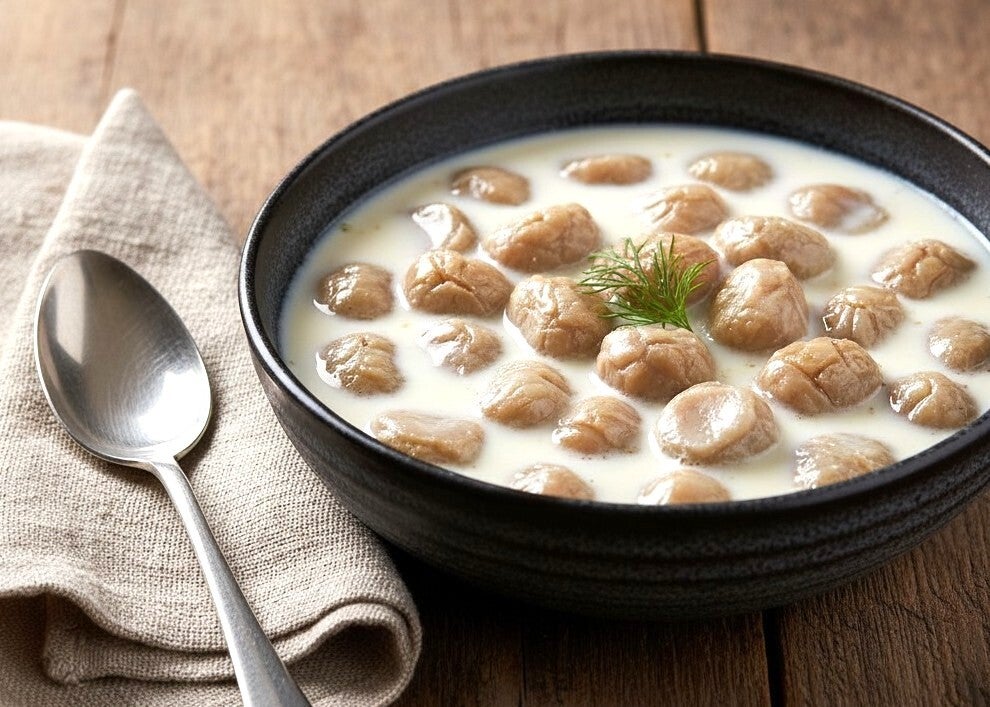 Castañas con leche, postre tradicional de la gastronomía gallega.