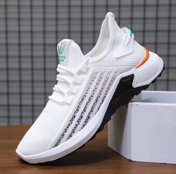 Breathable Lightweight White Sneakers for Men
