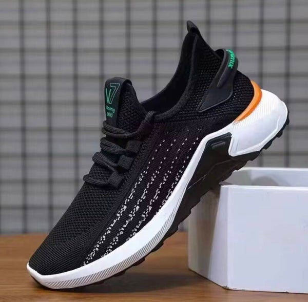 Breathable Lightweight Black Sneakers for Men