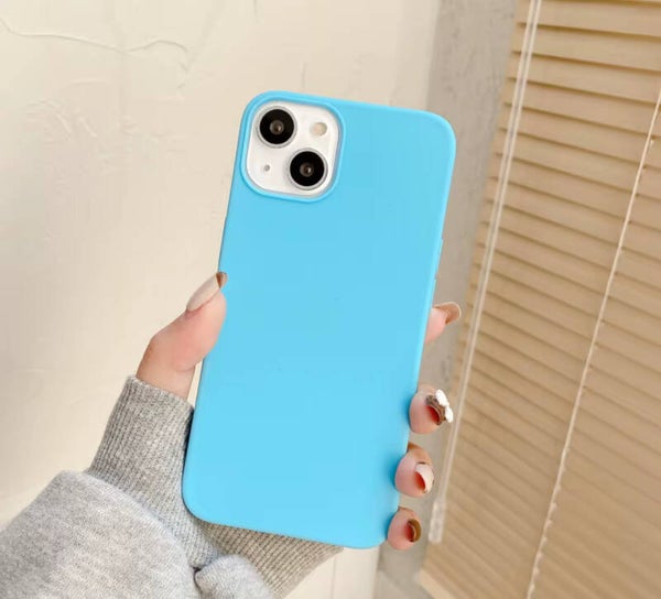 1.5mm Thickness Silicon Matte Cover Mobile Phone Case Light Blue TPU Soft Silicone Case for iPhone Promax 12, 13, 14, 15, 16