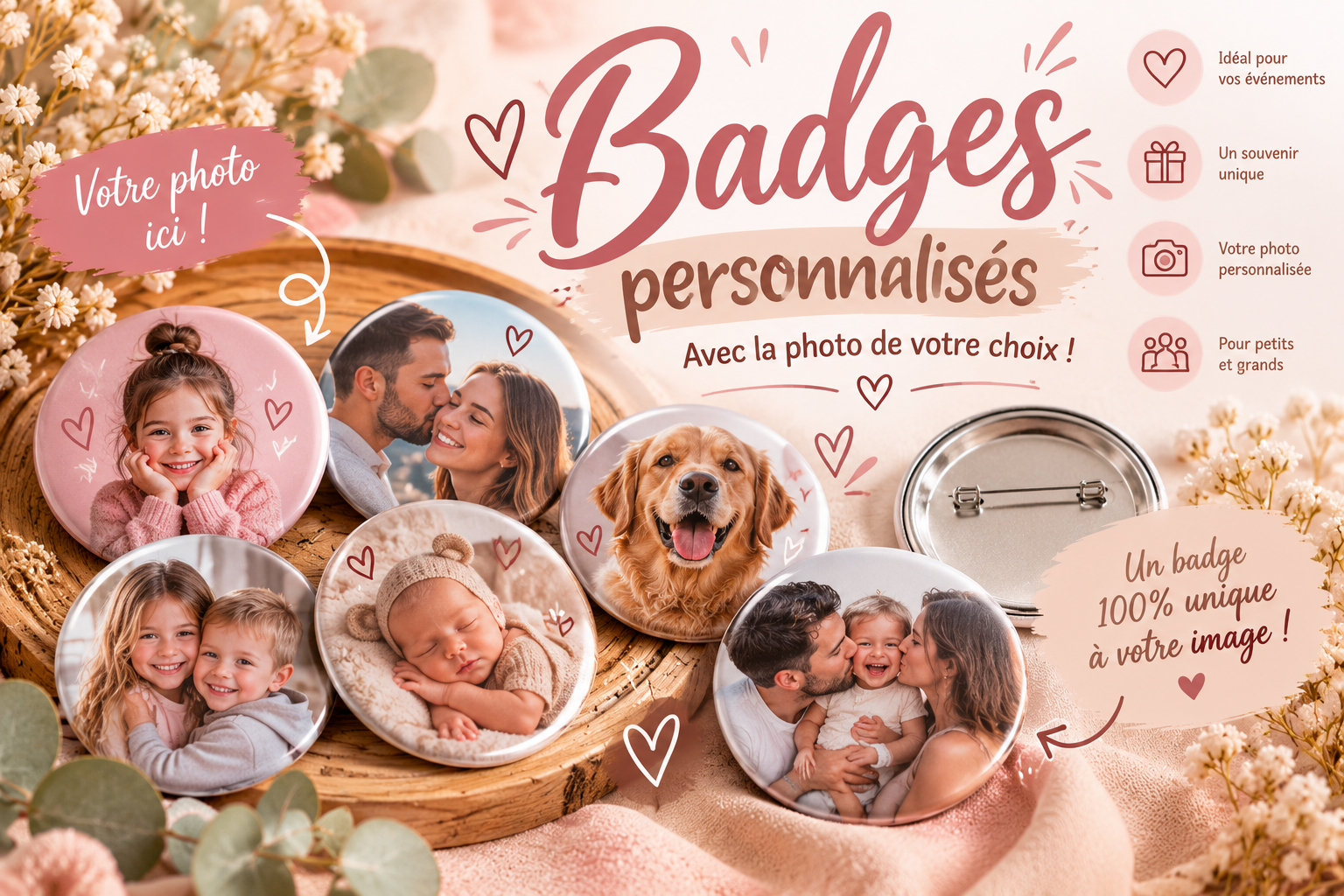 Badge personnalisable avec photo