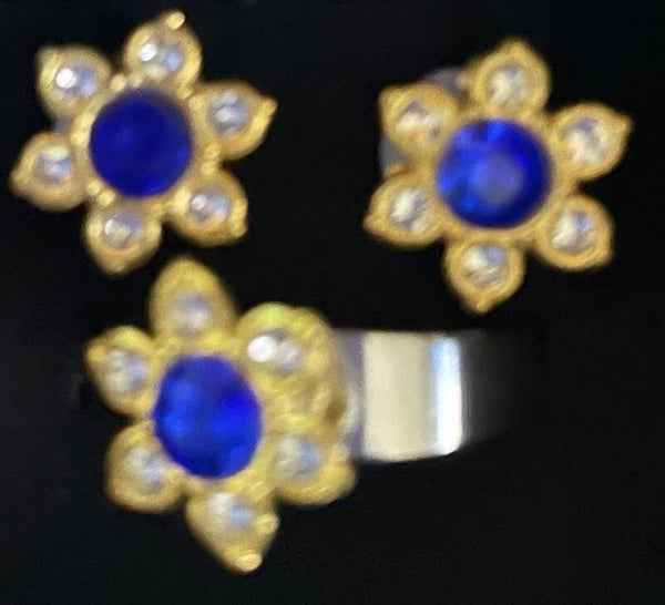 Flower earings and ring set stud