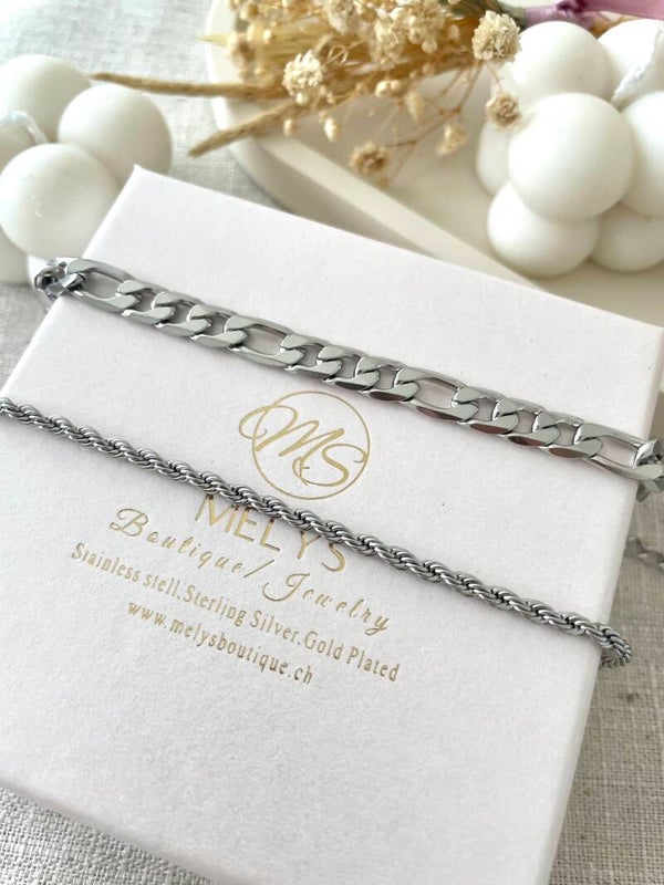 Vintage Armketten aus Edelstahl in Silber Farbe