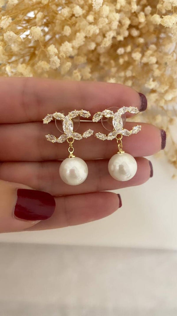 Ohrringe coco Perlen Gold und Silber