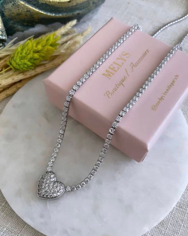 Zirkonia Halskette Silber