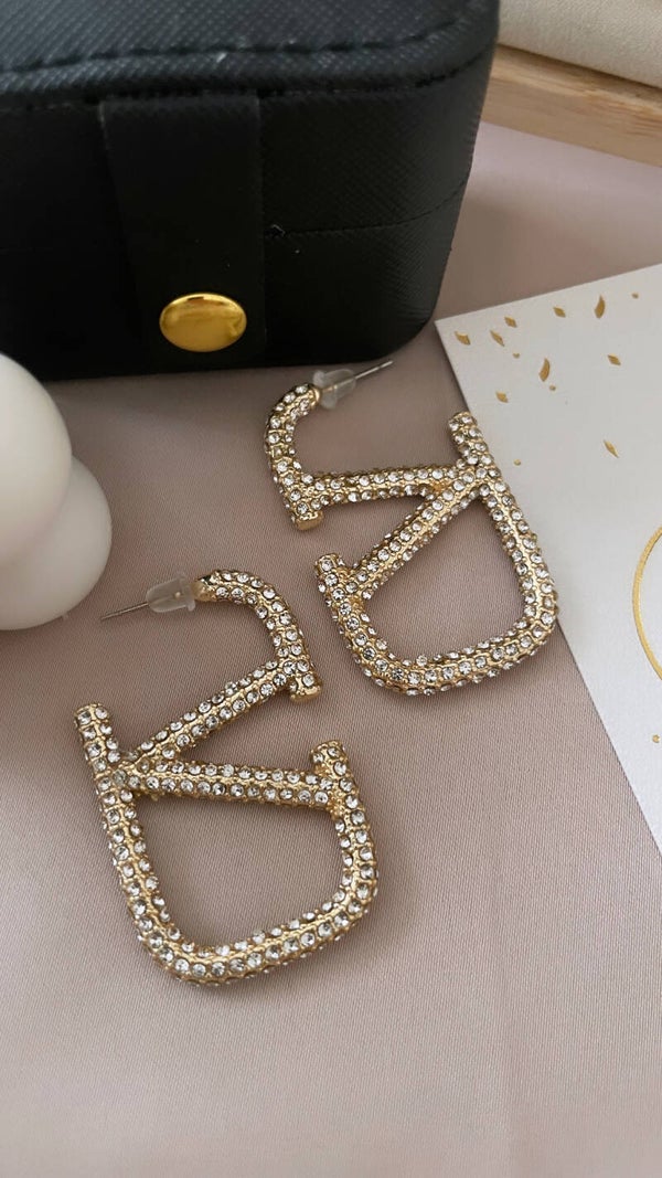 Ohrringe V mit strass