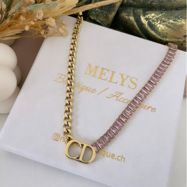 Halskette Cedora mit Zirkonia weiss und pink