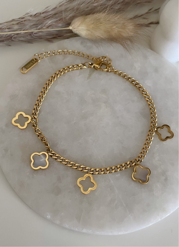 Armkette white Clover