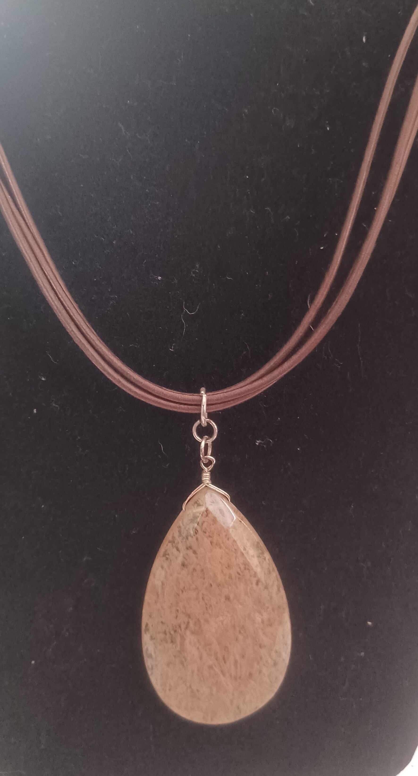 Estate Selection - Beige corded necklace with beautiful acrylic drop