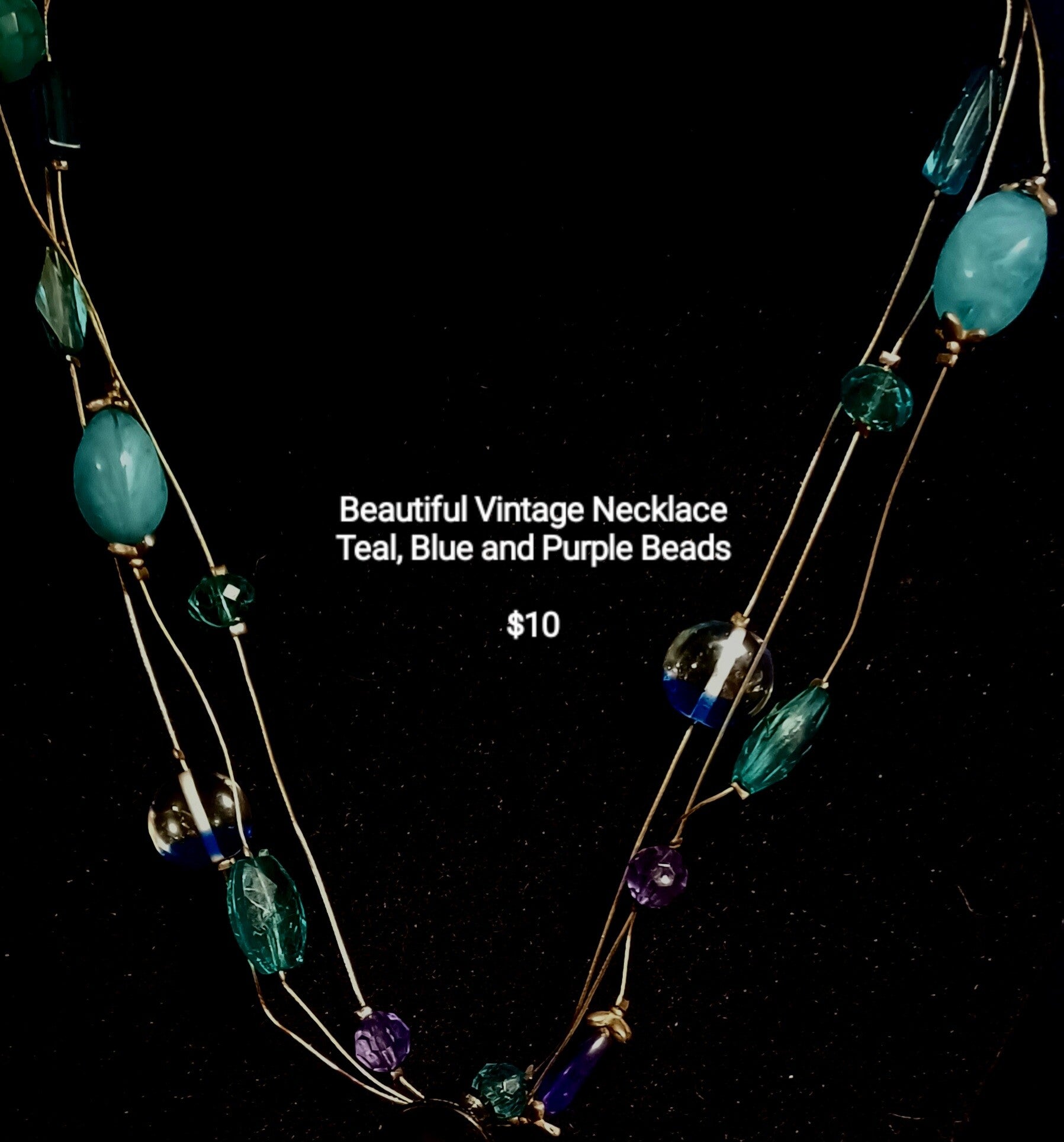 Estate Necklace with Teal, Blue and Purple
