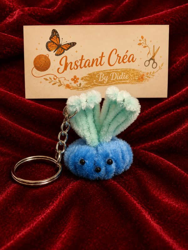 Porte-clés lapin bleu bicolore